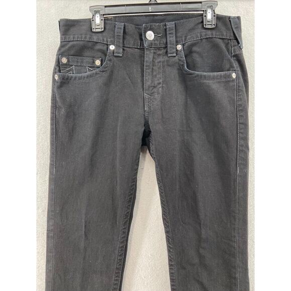 True Religion Jeans Mens 32 Black Relaxed Fit Skinny No Flap‎ Pockets Zip Fly - Picture 2 of 16